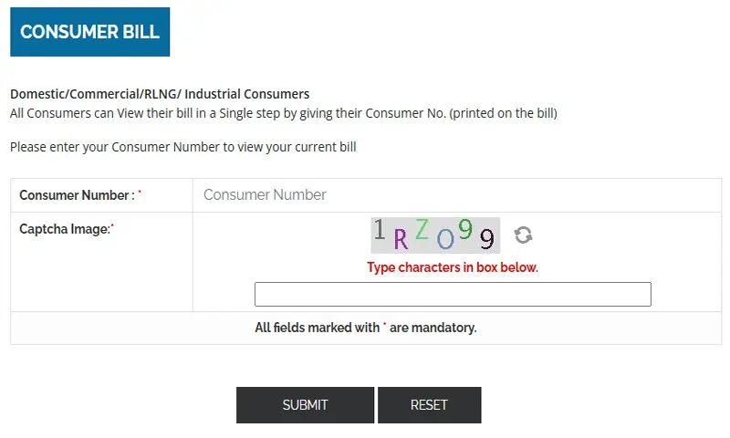 SNGPL bill check online tool consumer number input